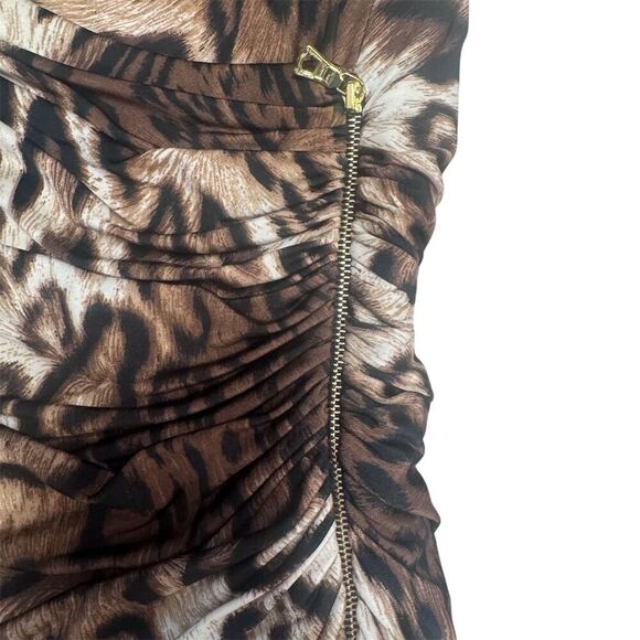 Like New Kay Unger Leopard Print Faux Wrap Dress Size 10 Knee Length 3/4 Sleeve - Picture 5 of 5
